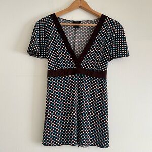 Y2k Rue 21 brown polka dot baby doll top